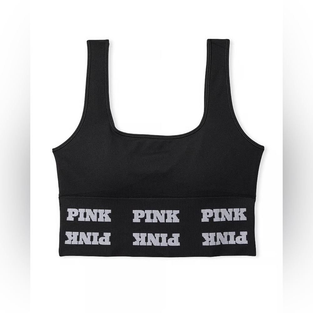 Black Victoria Secret PINK Seamless Logo Sport Bra